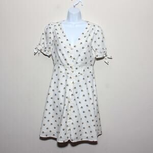 Gap Linen Blend Floral Button-Down Dress Size 2 Cottagecore Milkmaid